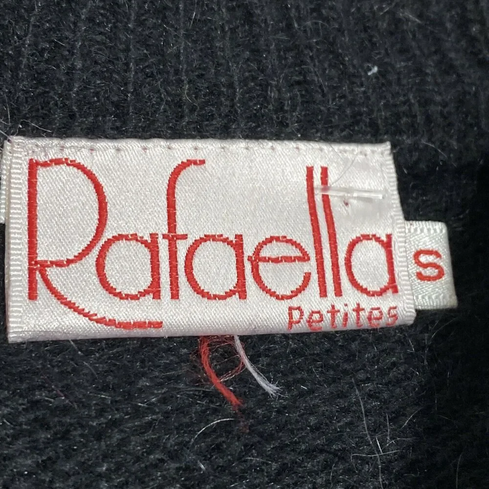 Retro Rafaella Angora Blend Sweater Chunky Black & Multicolor Geometric S/Petite